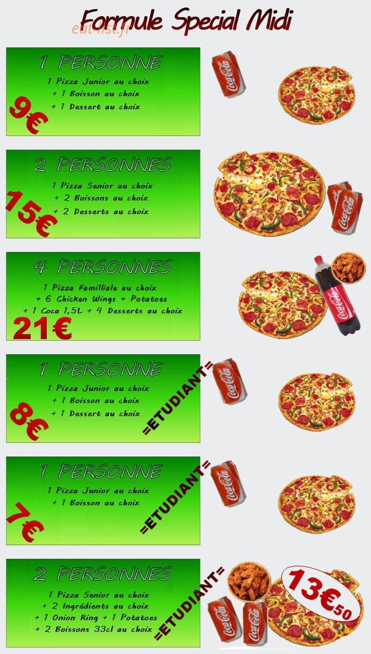 Uno Pizza — carte page 1