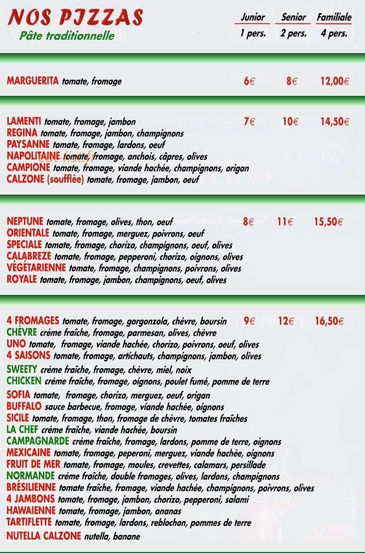 Uno Pizza — carte page 2