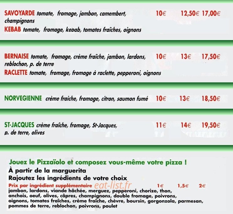 Uno Pizza — carte page 3