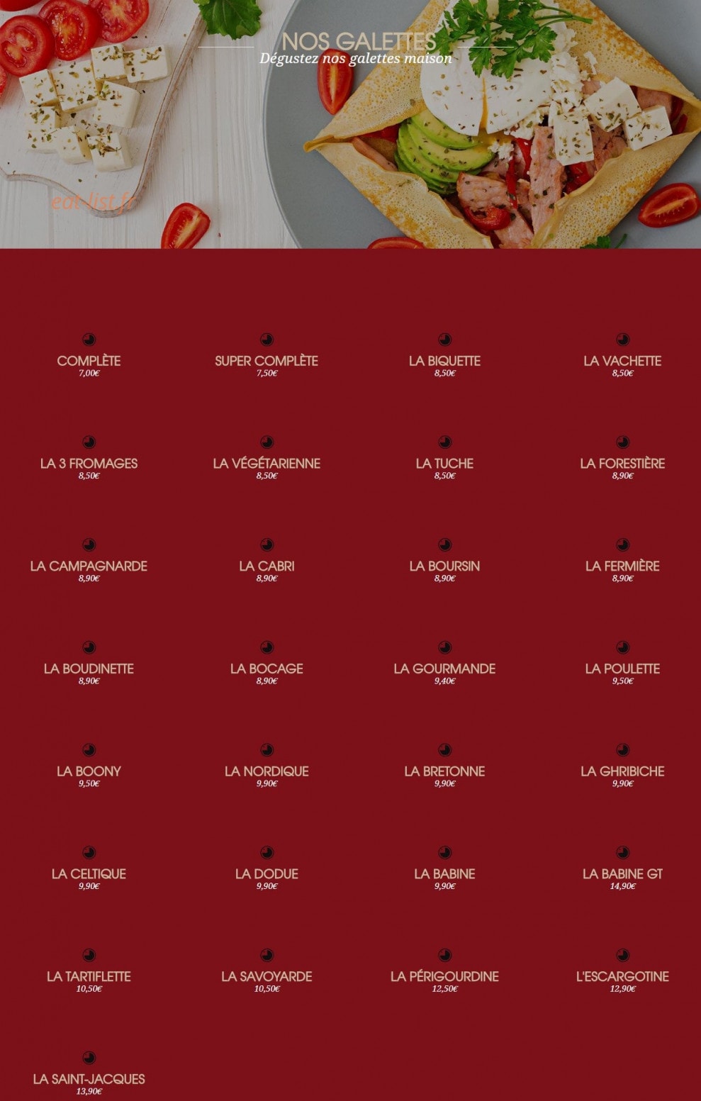La Crêpe dans le Bec — carte page 1