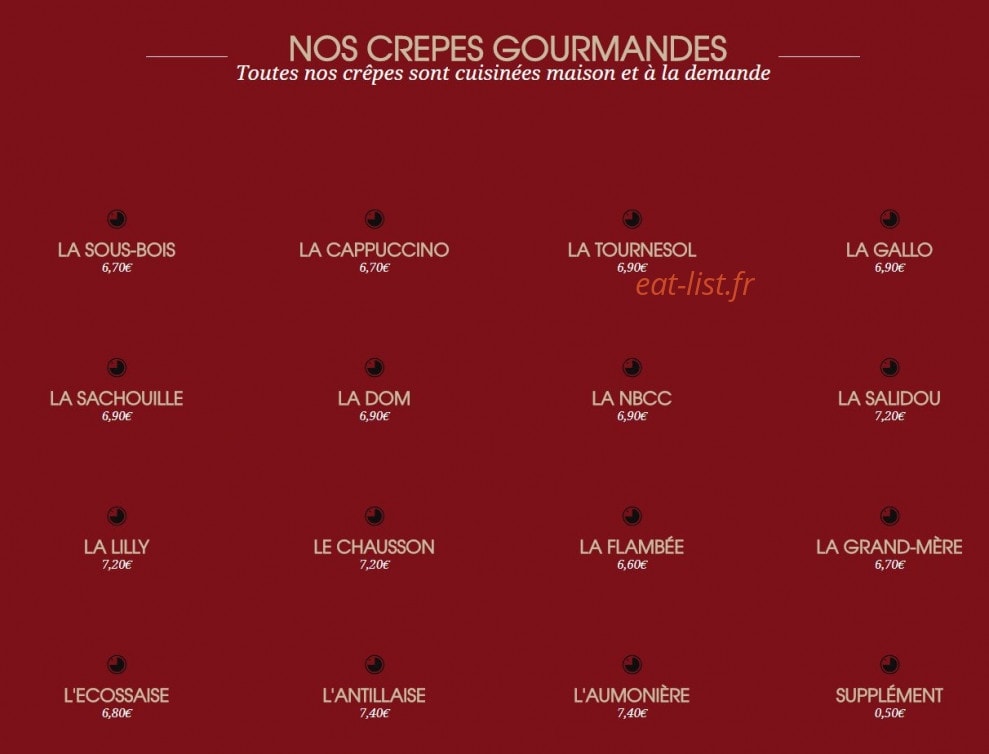 La Crêpe dans le Bec — carte page 2