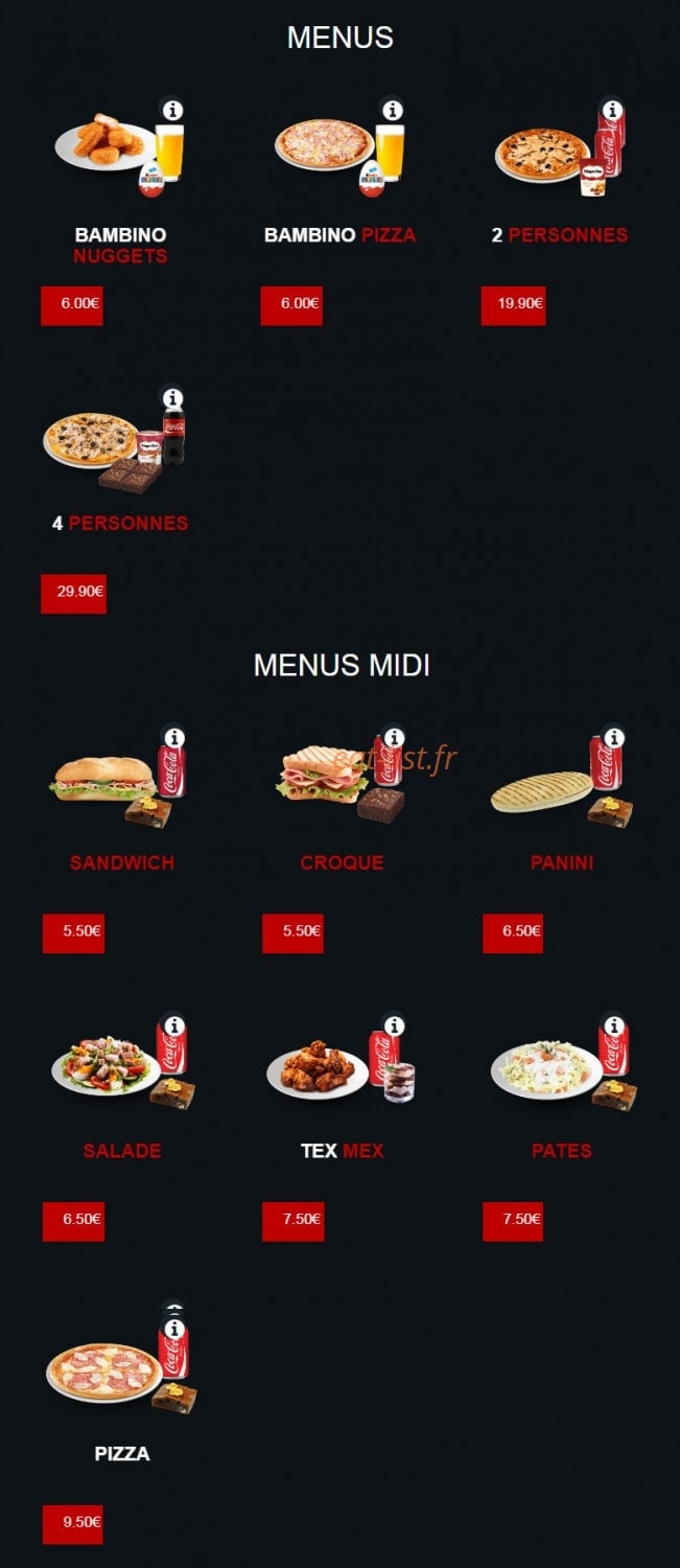 Délices Pizza — carte page 1