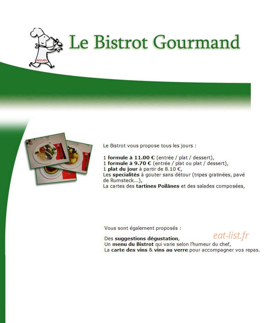 Le Bistrot Gourmand — carte page 1