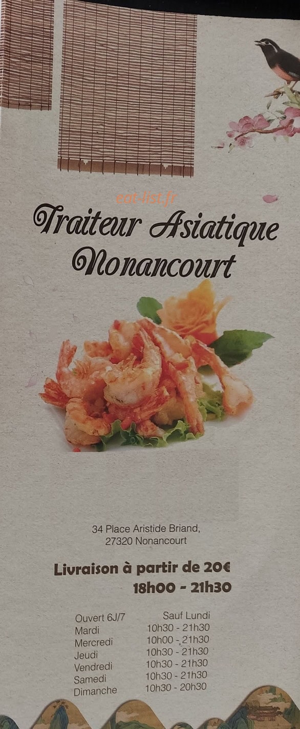 Traiteur asiatique — carte page 1