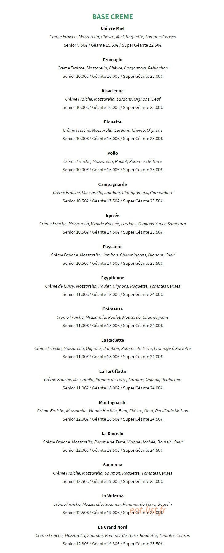 La Napolia pizzeria — carte page 2