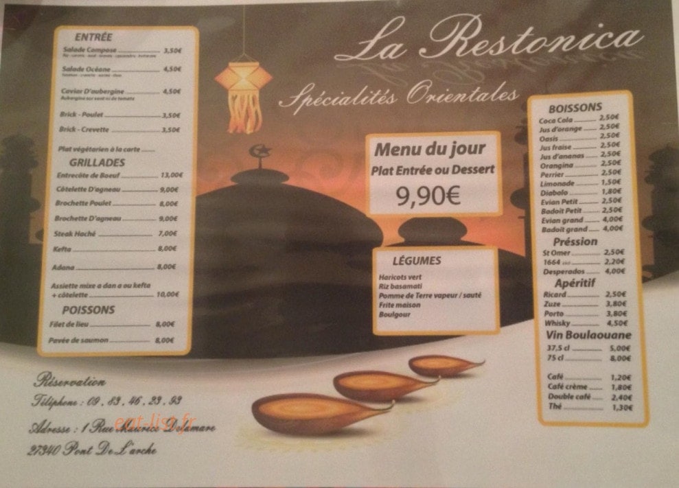 La Restaunica — carte page 1