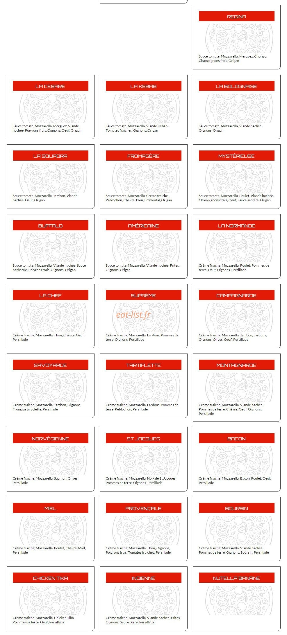 Pizzaland — carte page 3