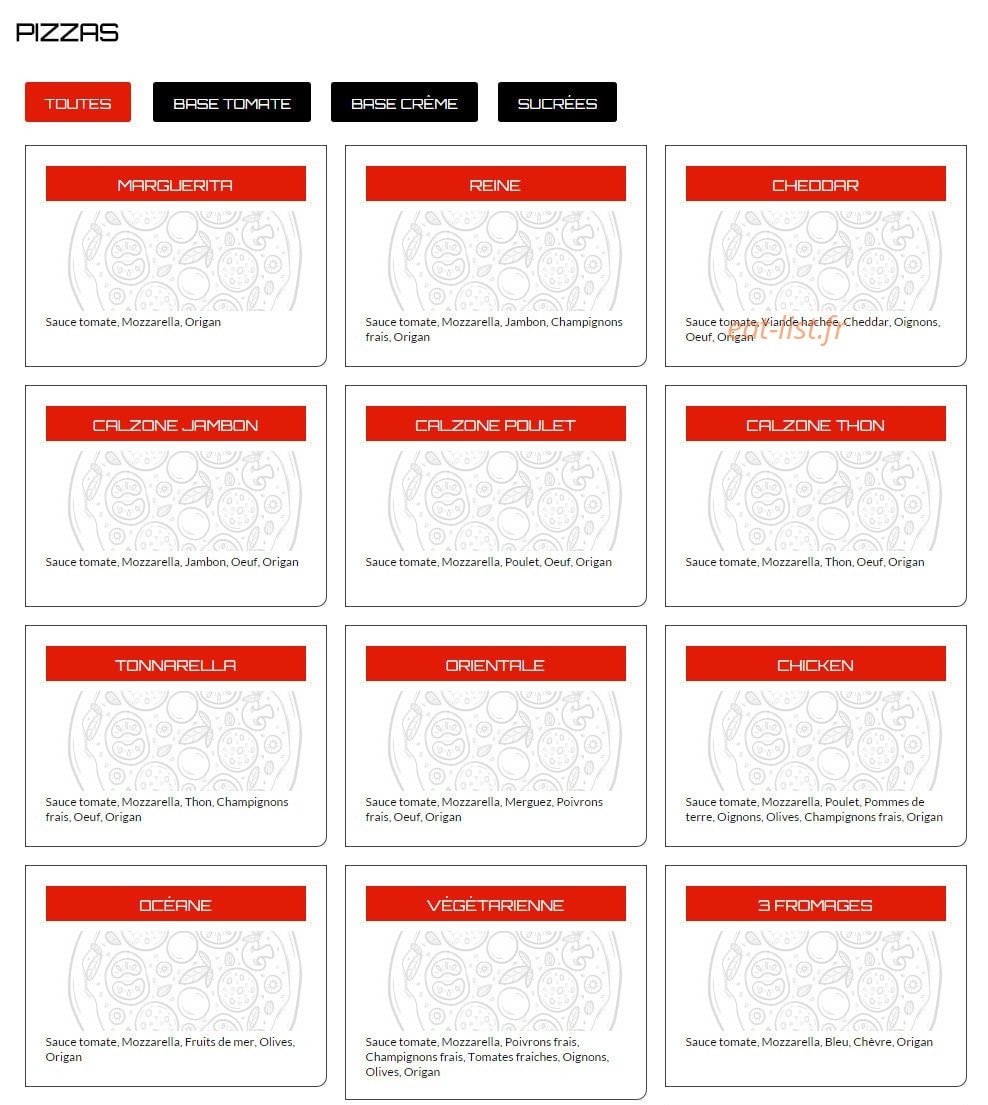 Pizzaland — carte page 2