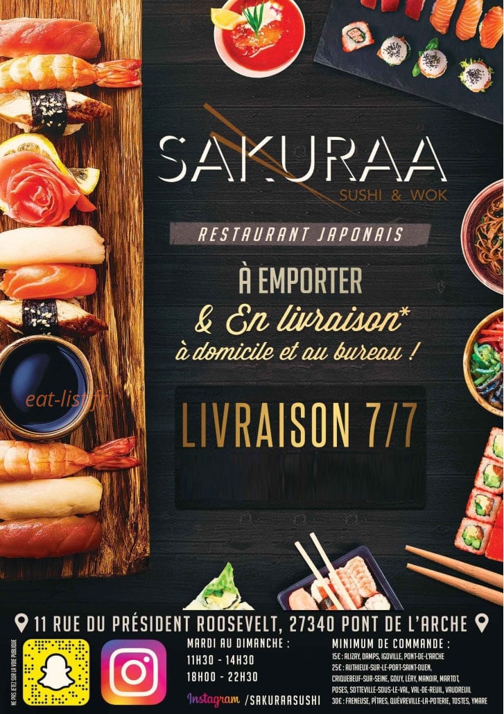 Sakuraa Sushi — carte page 1
