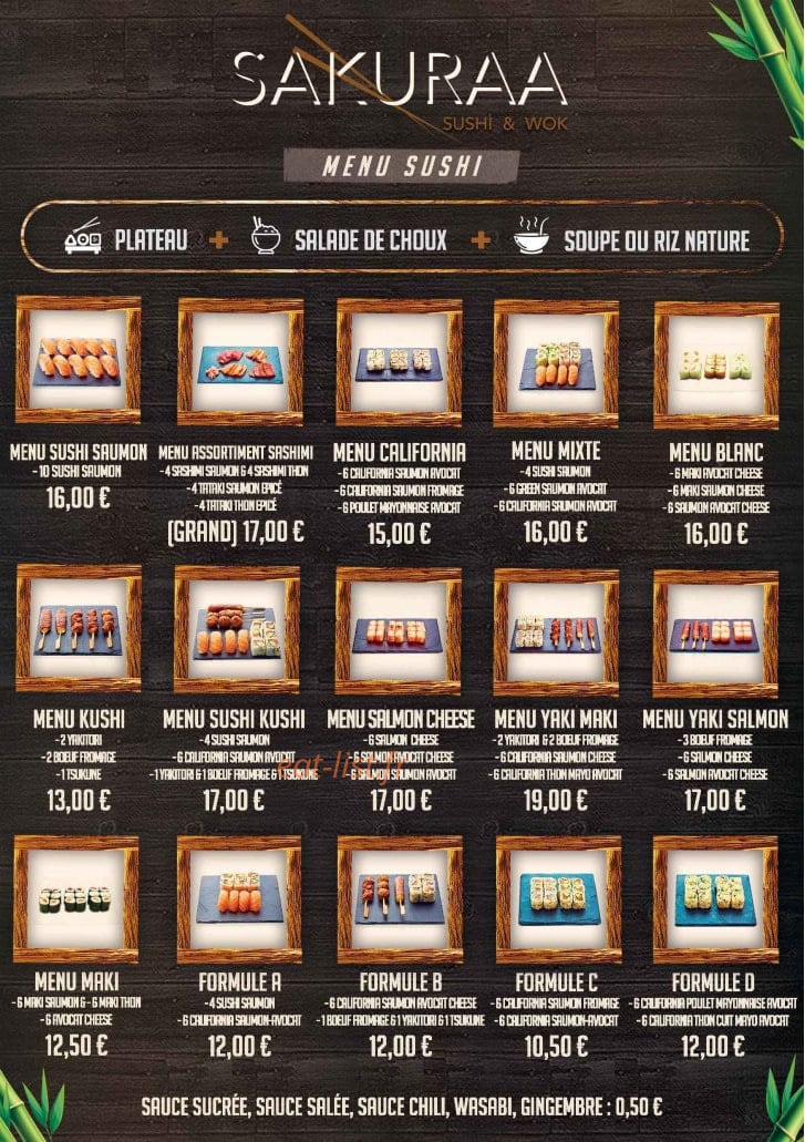 Sakuraa Sushi — carte page 3