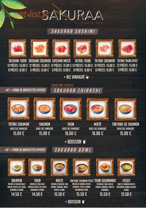 Sakuraa Sushi — carte page 4