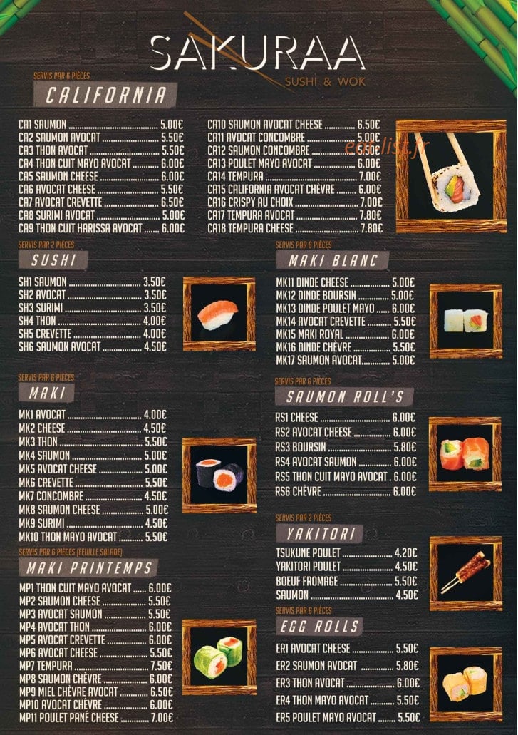 Sakuraa Sushi — carte page 2