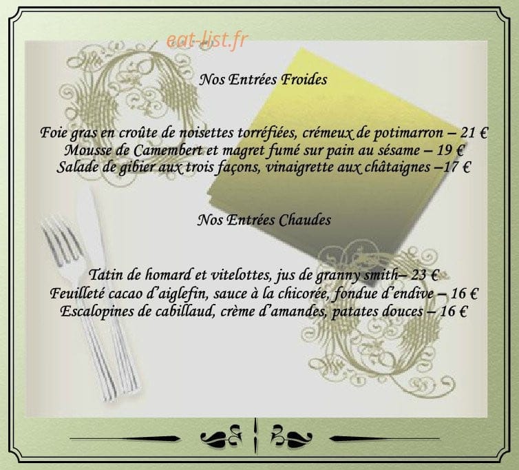 Auberge De L'Andelle — carte page 1