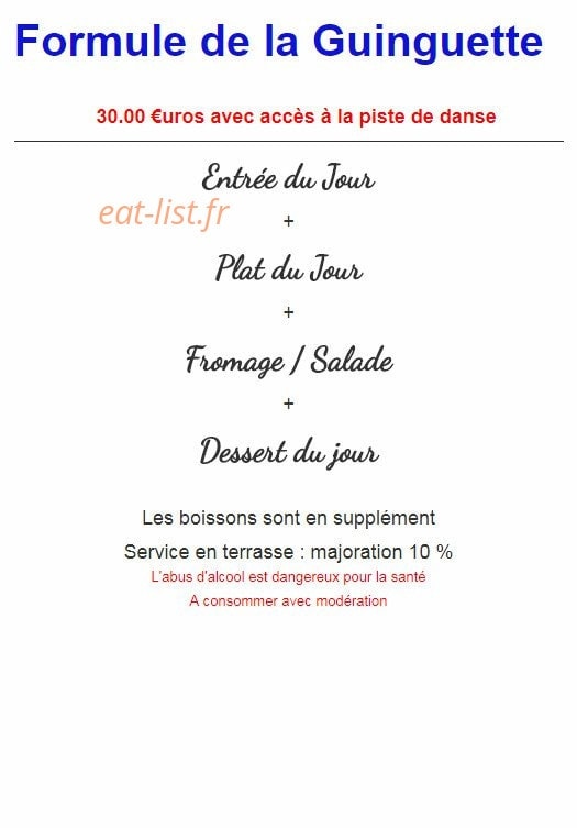 La Guinguette des Ecluses — carte page 2