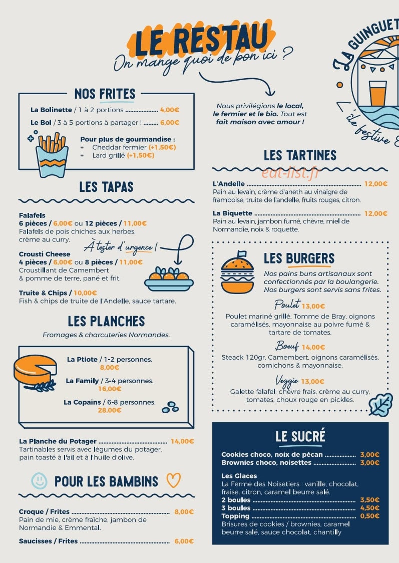 La Guinguette Insulaire — carte page 1