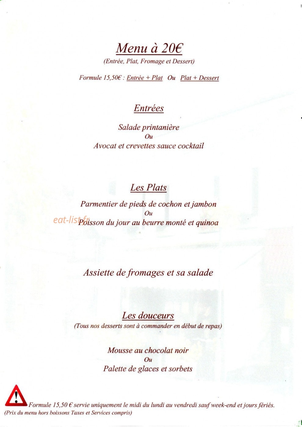 La Potinière — carte page 2
