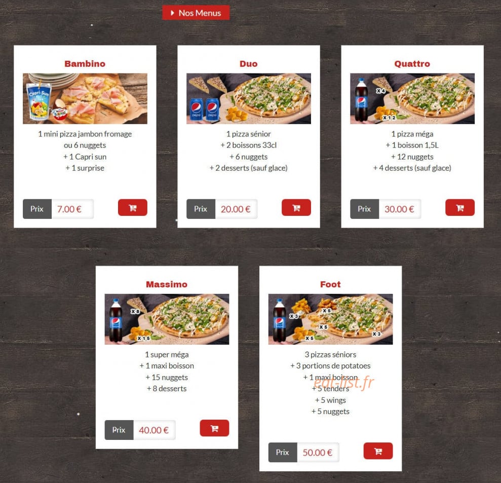 Planet pizza — carte page 1