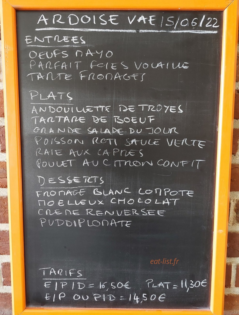 Le Bouchon — carte page 1