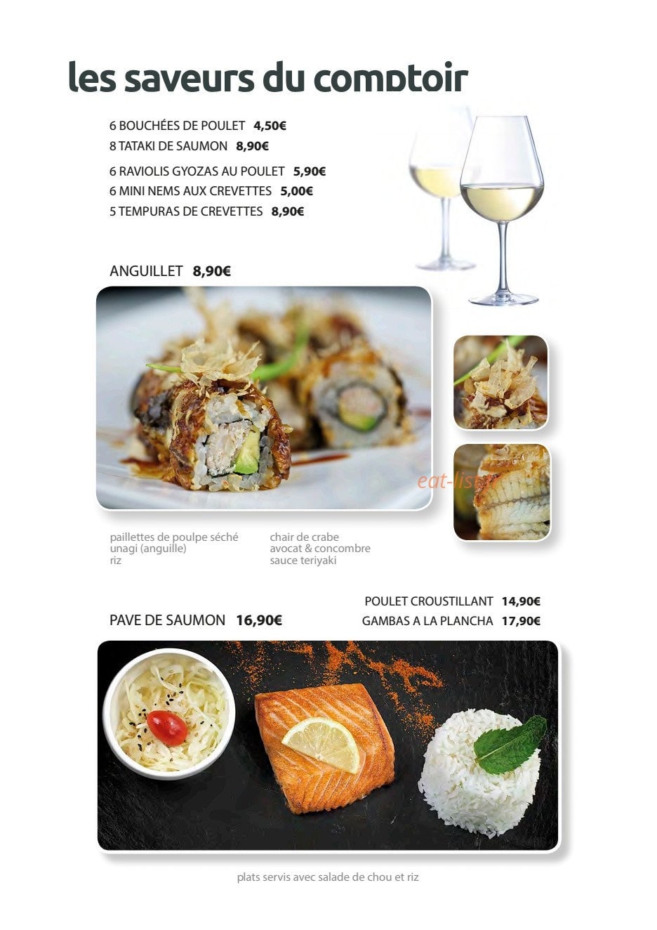 Carte et menu de Au comptoir du japonais à Louviers — Les saveurs du comptoir