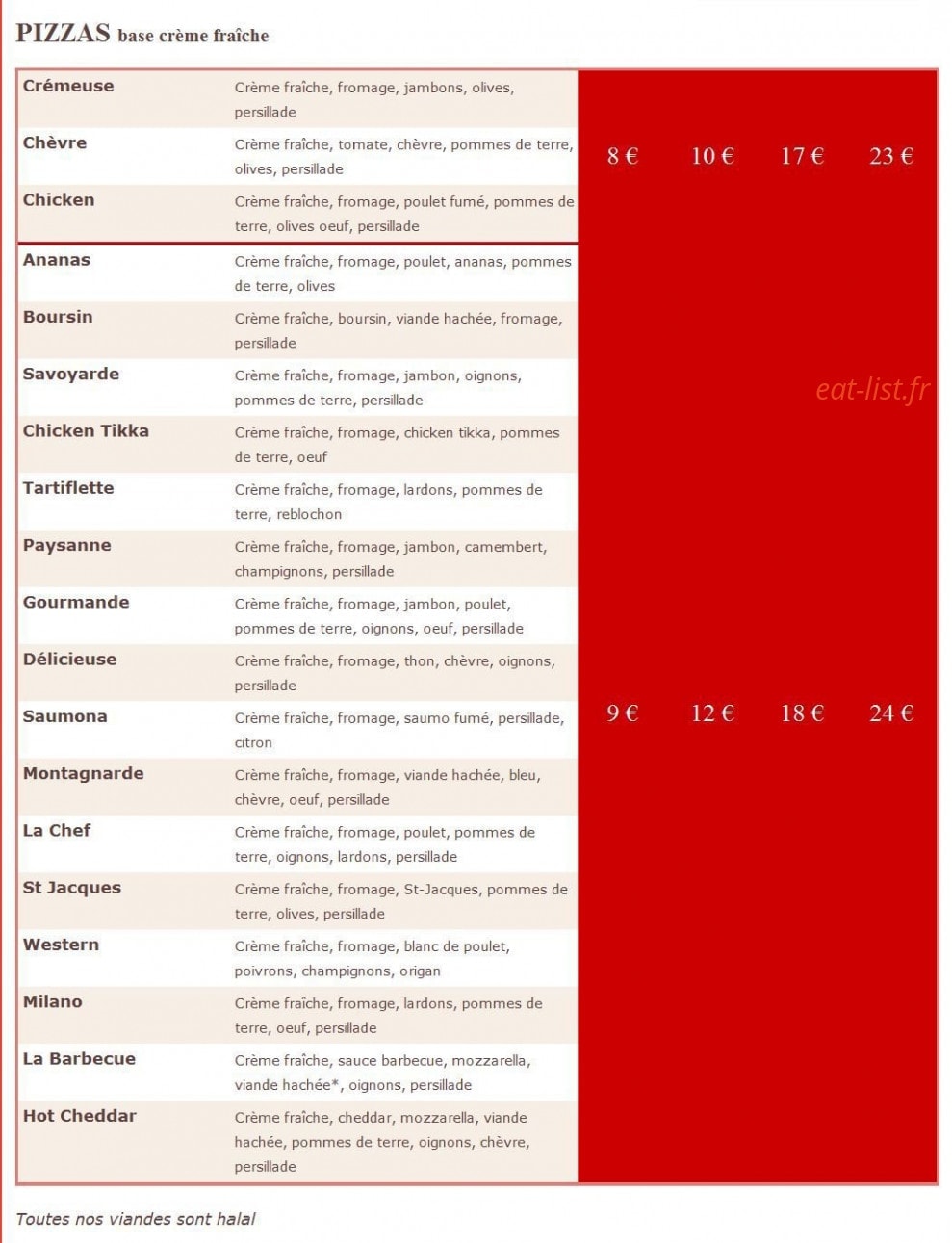 Delices Pizza — carte page 3