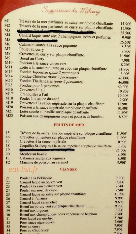 Le Restaurant Le Mékong — carte page 4