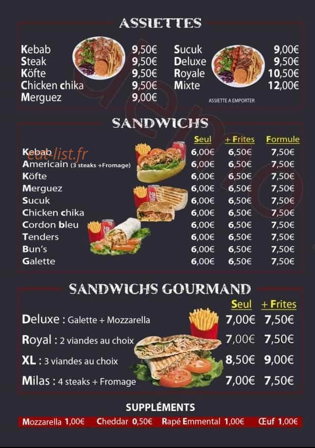 Milas Kebab — carte page 1