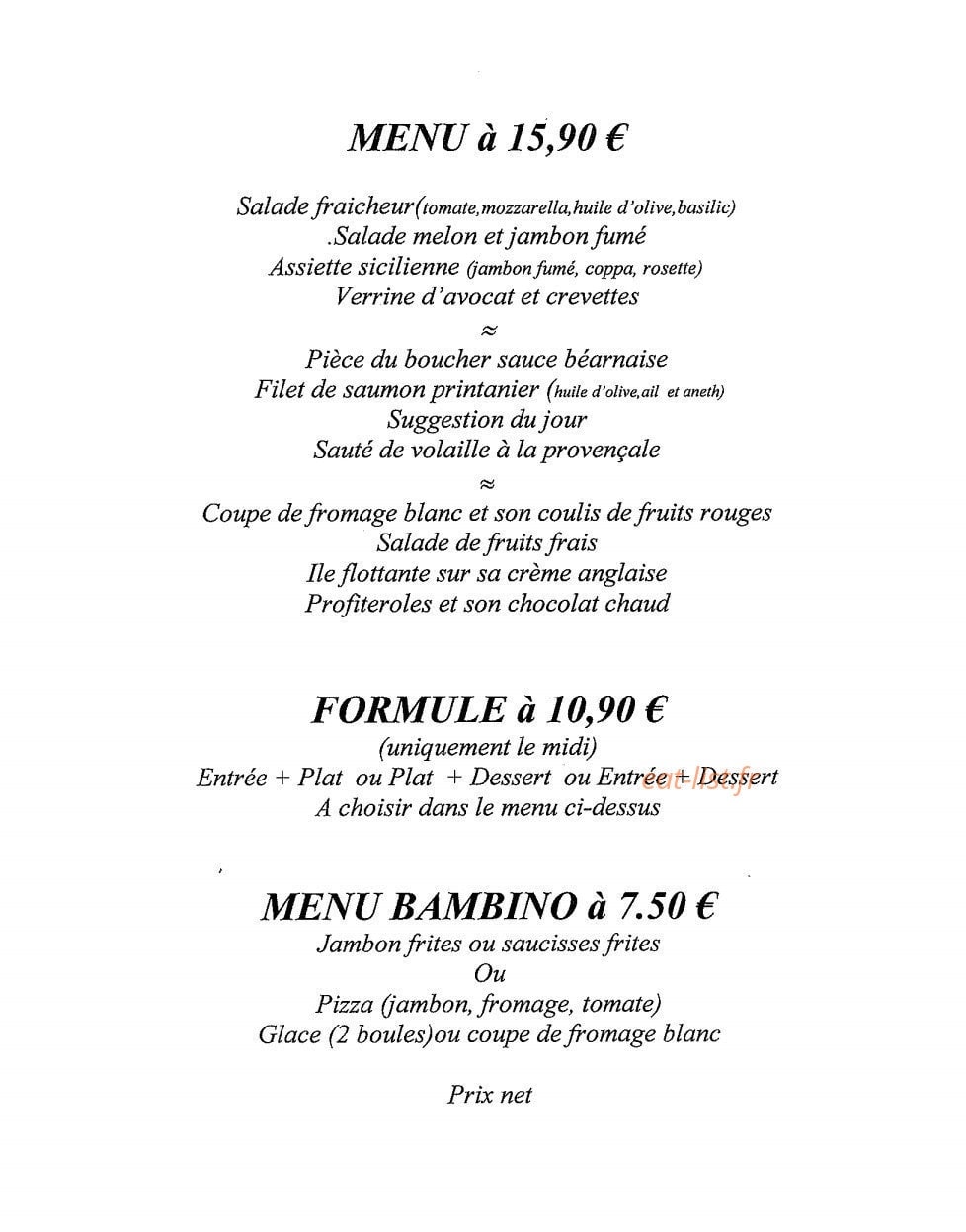 Restaurant Pizzeria La Tannerie — carte page 2