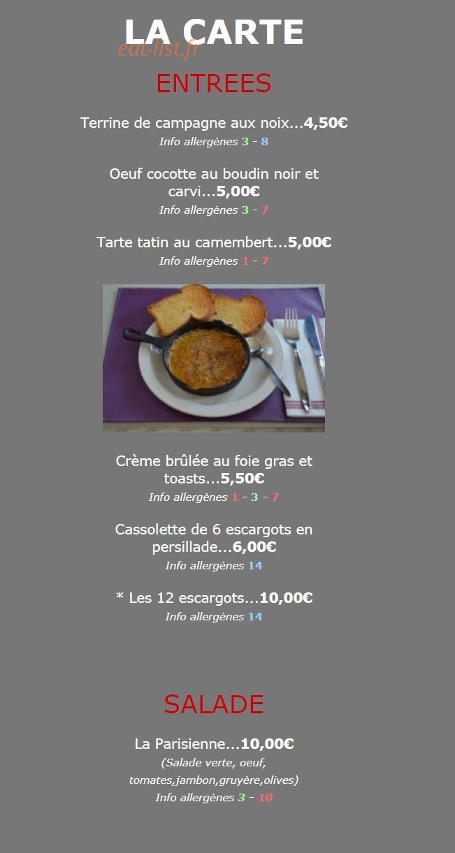 Le Relais de Beaumesnil — carte page 1