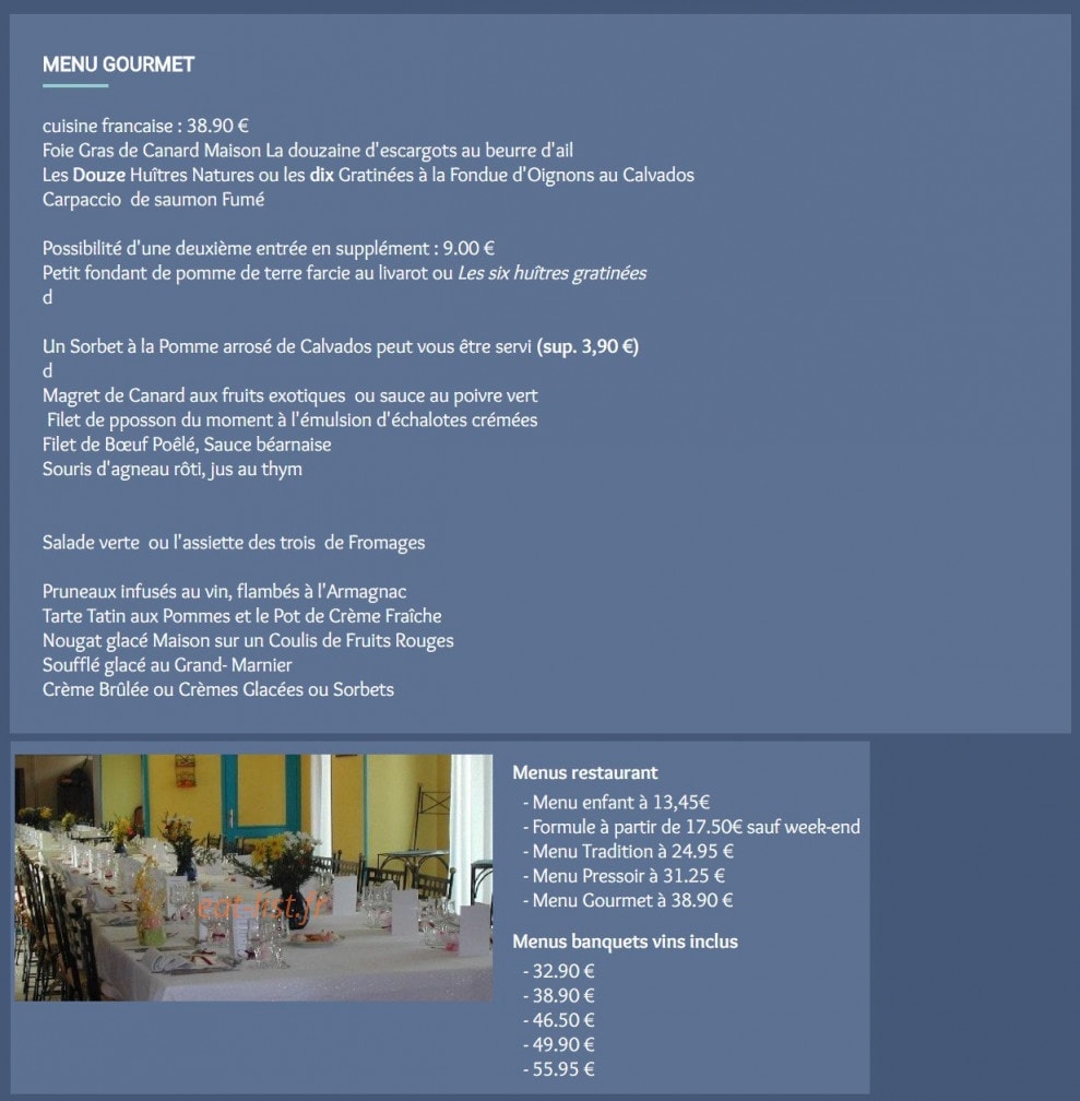 Auberge du Pressoir — carte page 2