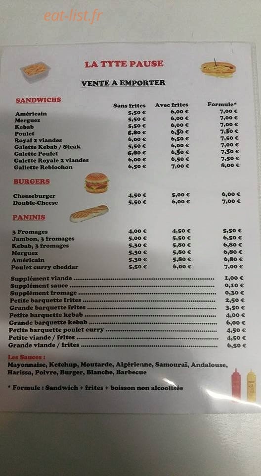 La Tyte Pause — carte page 1
