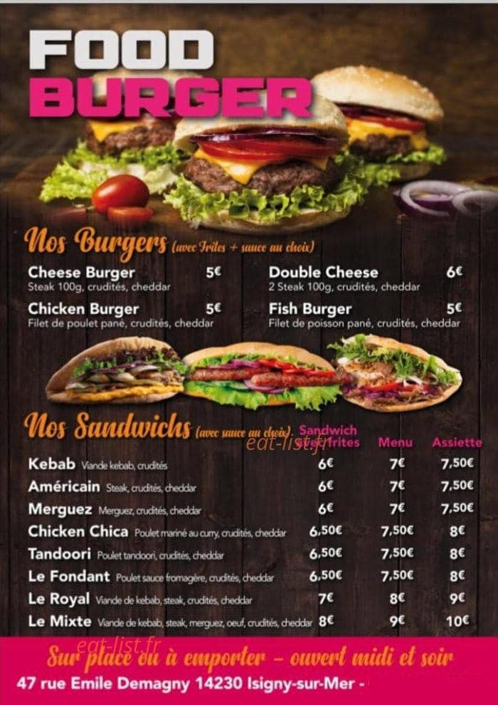 Food burger — carte page 2