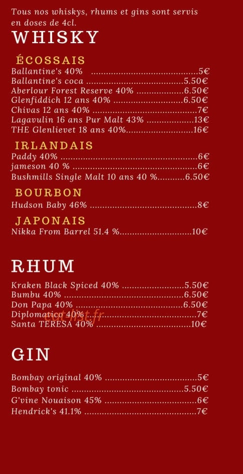 La Brasserie Foine & Bisme — carte page 1