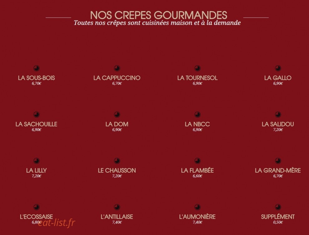 La Crêpe dans le Bec — carte page 2