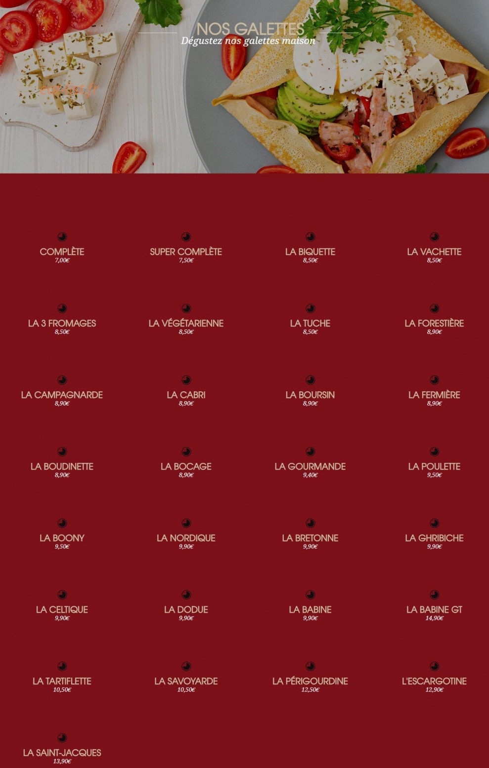 La Crêpe dans le Bec — carte page 1