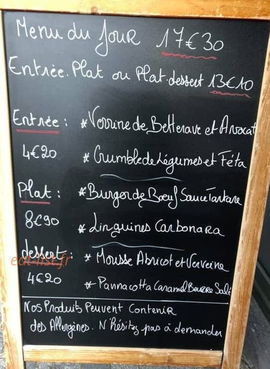La gourmandine — carte page 1