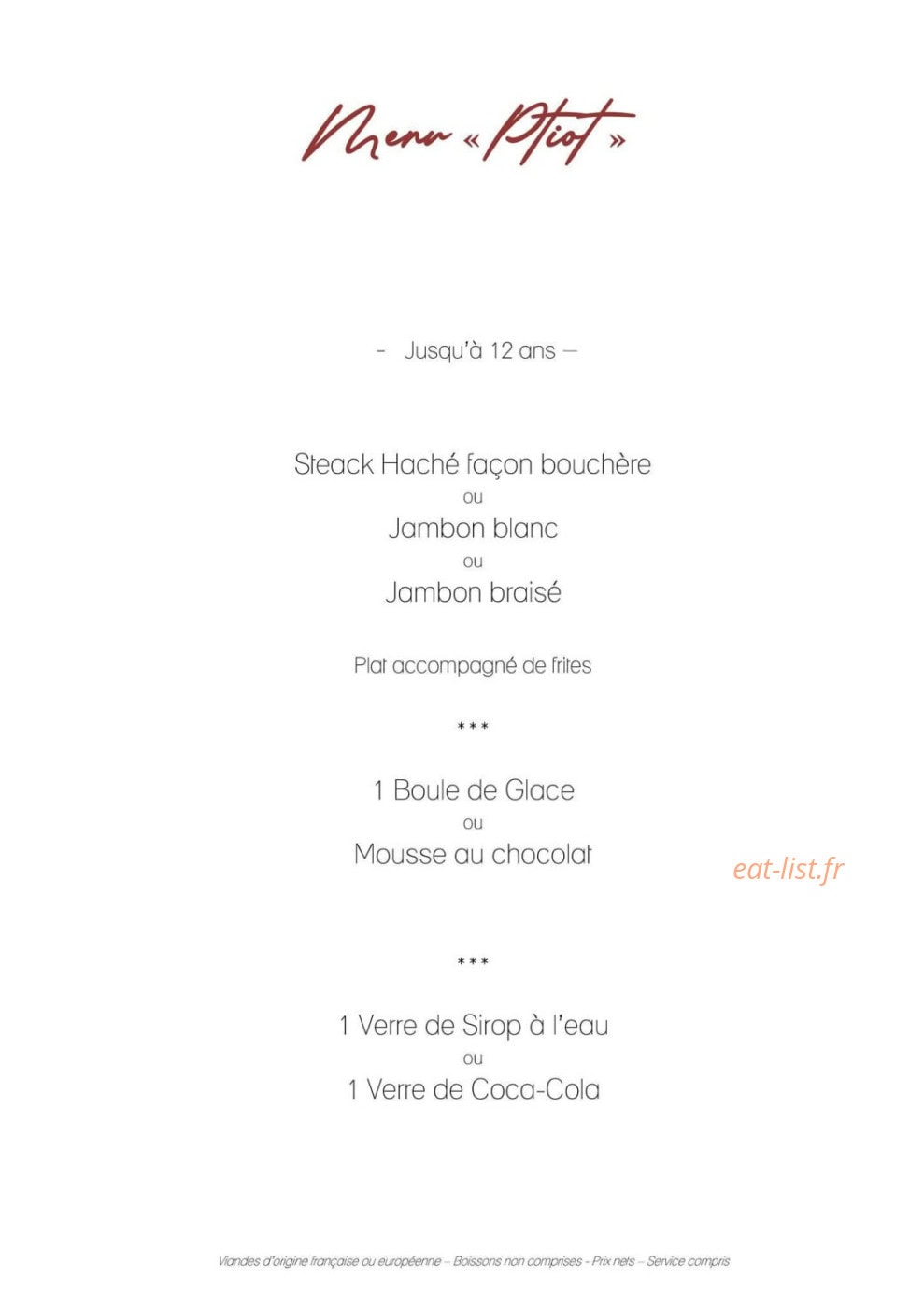 Carte et menu de Le Discret à Pont Audemer — menu 1