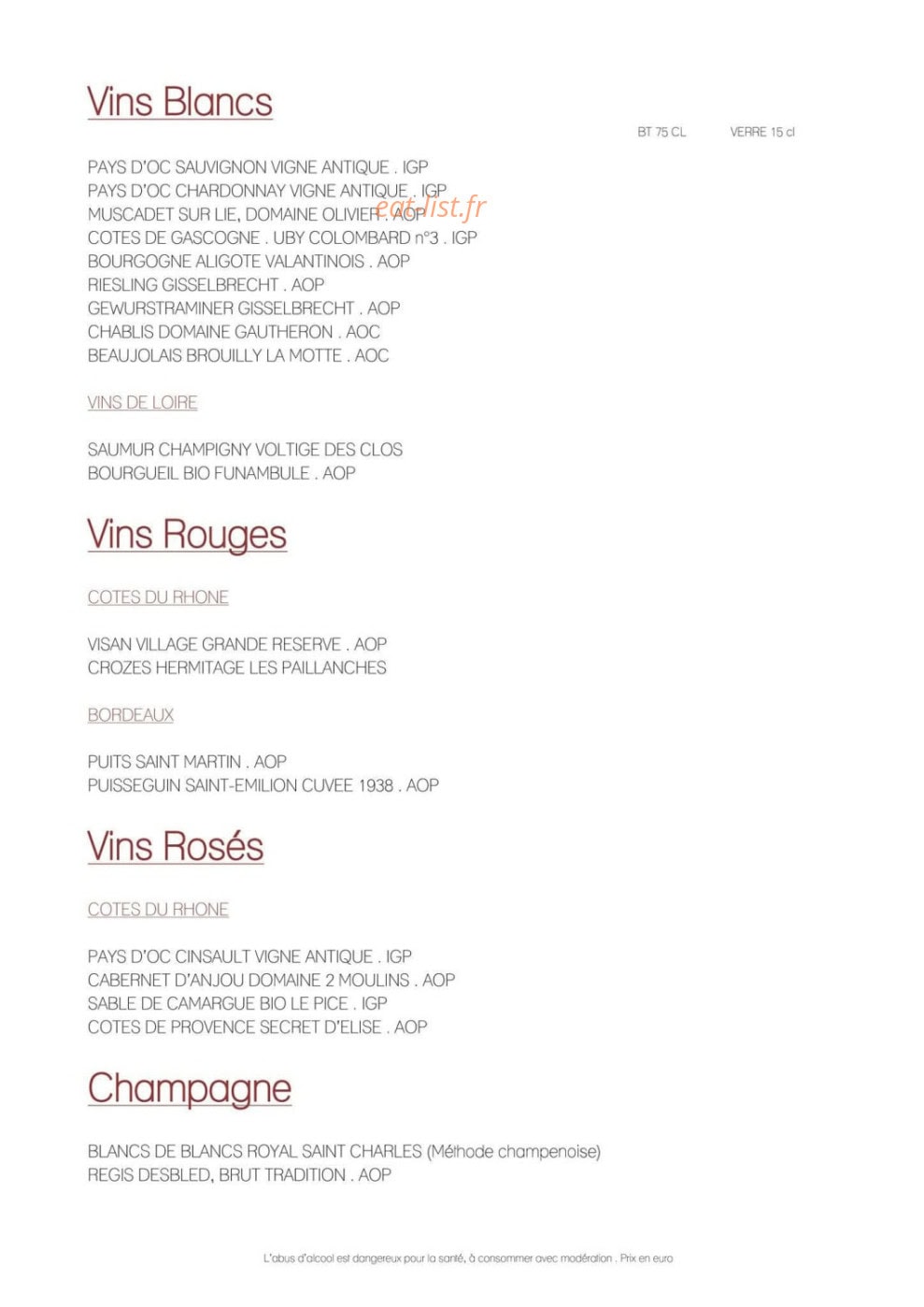 Carte et menu de Le Discret à Pont Audemer — menu 7