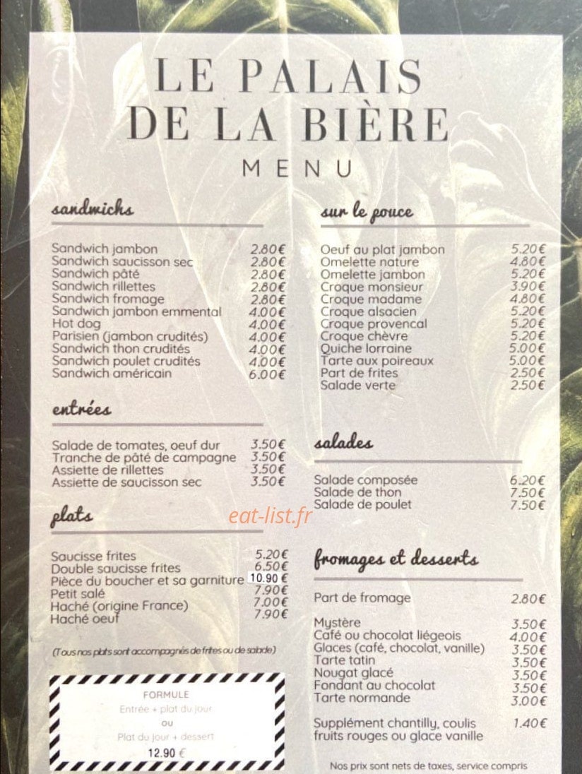 Le Palais de la Bière — carte page 2