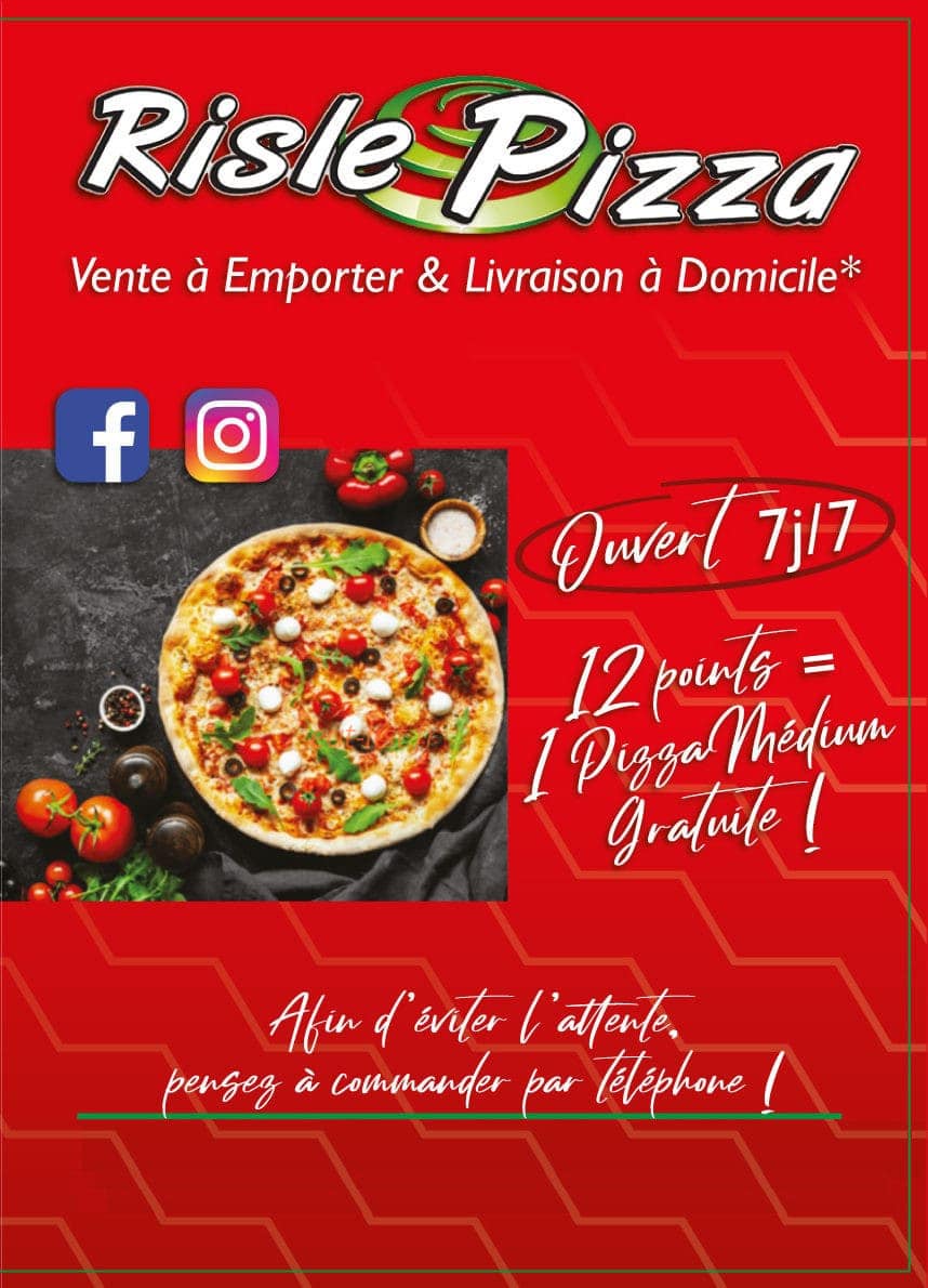 Risle Pizzas — carte page 1