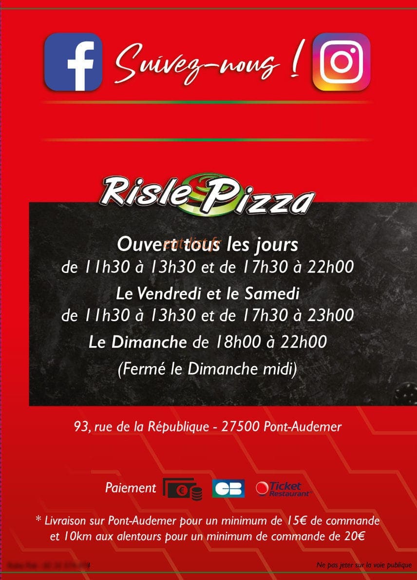 Risle Pizzas — carte page 5