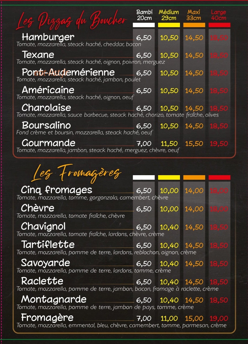 Risle Pizzas — carte page 3