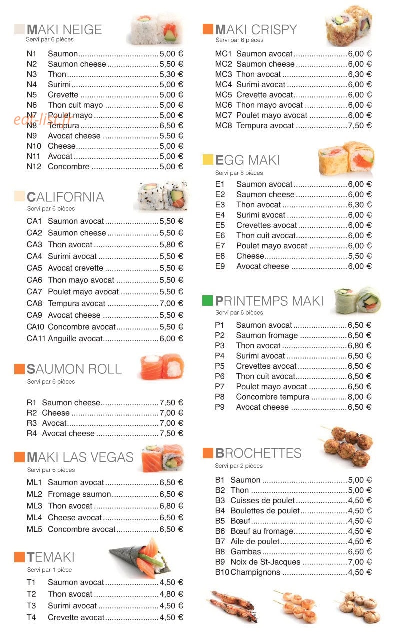 Sushi 168 — carte page 3