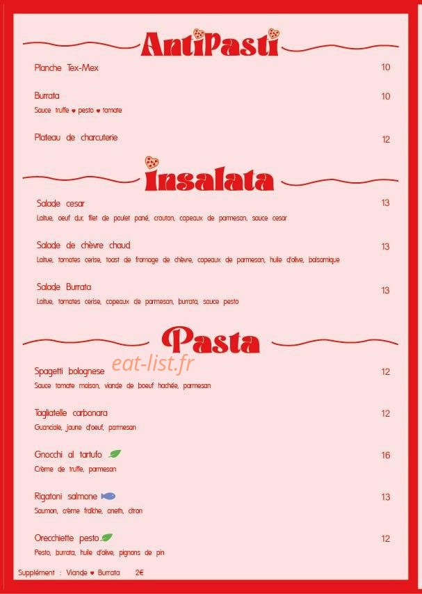 Pizz'Amo — carte page 1
