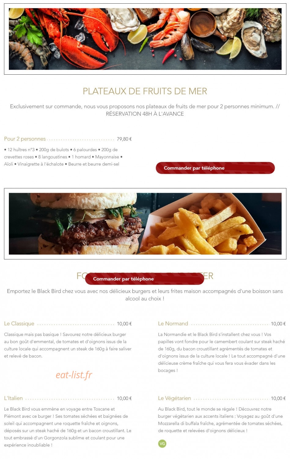 Le Black Bird — carte page 2