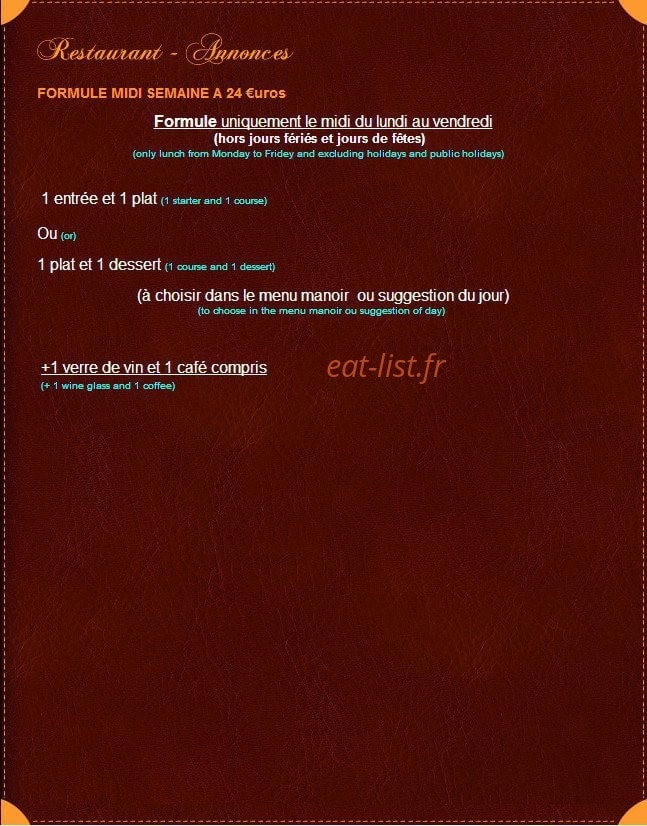 Le Manoir du Soleil — carte page 1