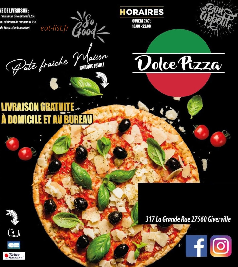 Dolce pizza — carte page 1
