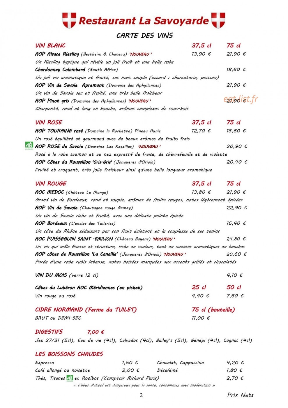 La Savoyarde — carte page 2