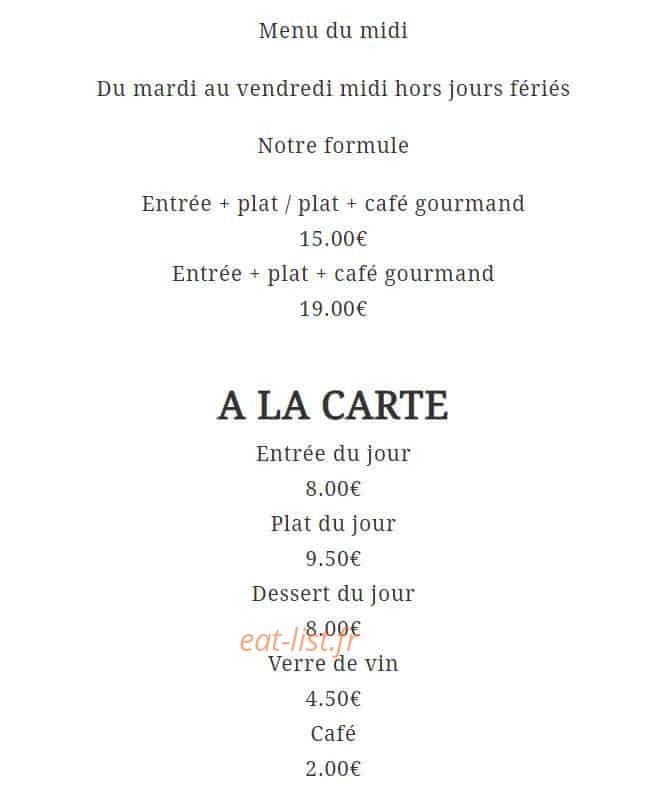 Auberge de la Fontaine — carte page 1