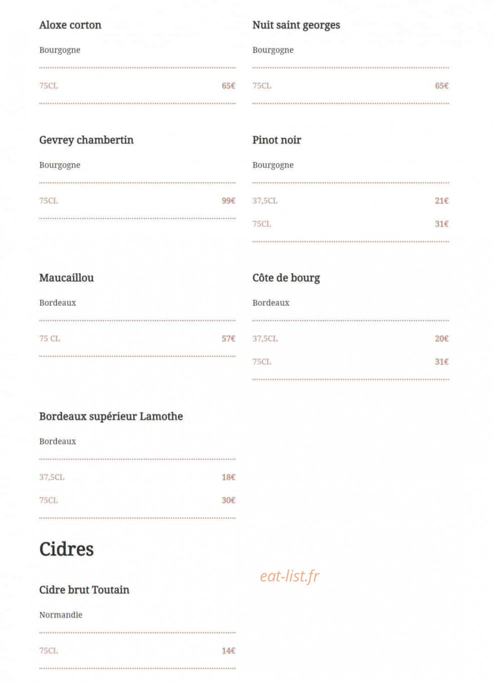 Auberge de la Fontaine — carte page 7