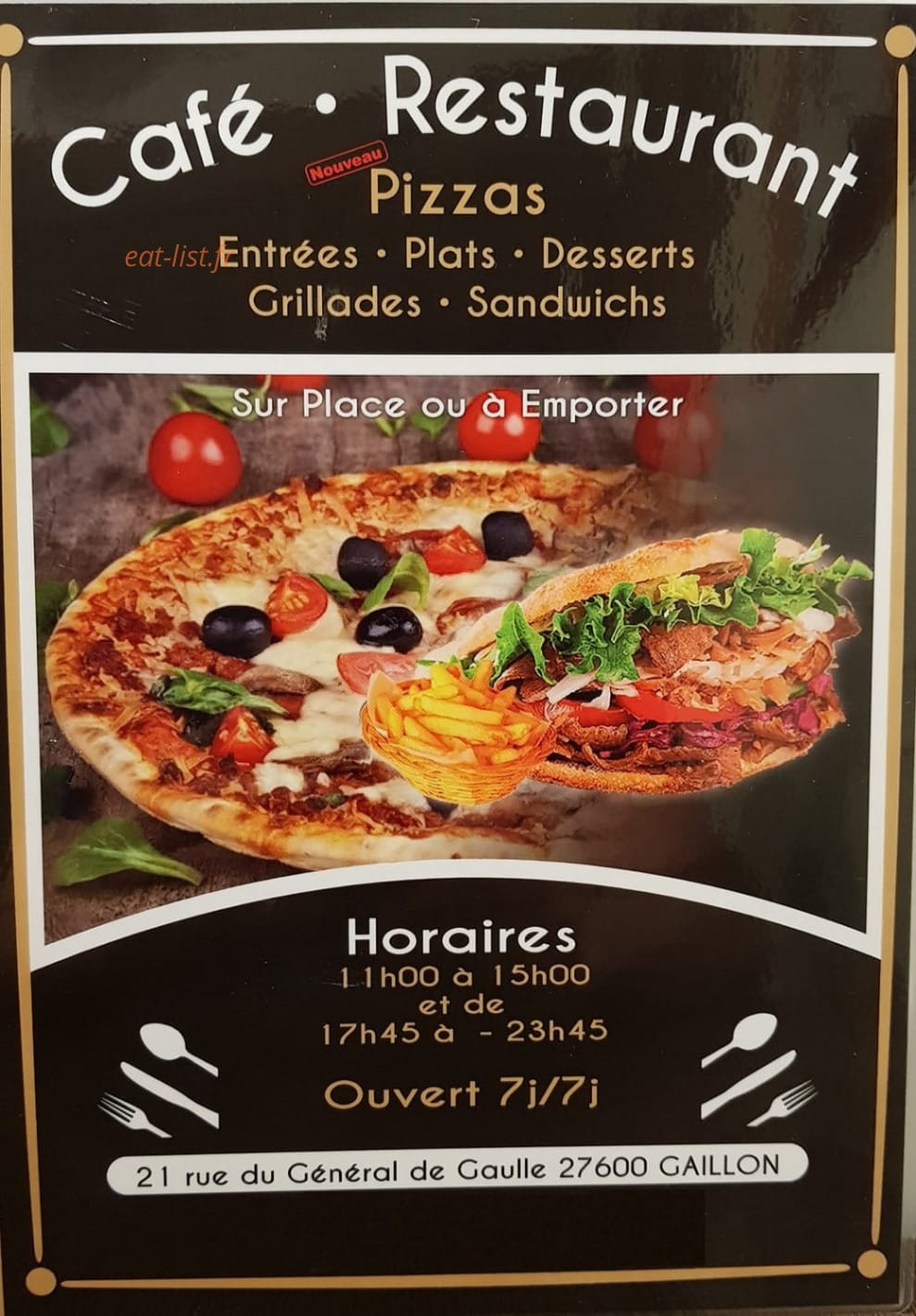 Cafe Restaurant — carte page 1